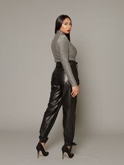 THE WHITNEY LEATHERETTE CUFFED TROUSER